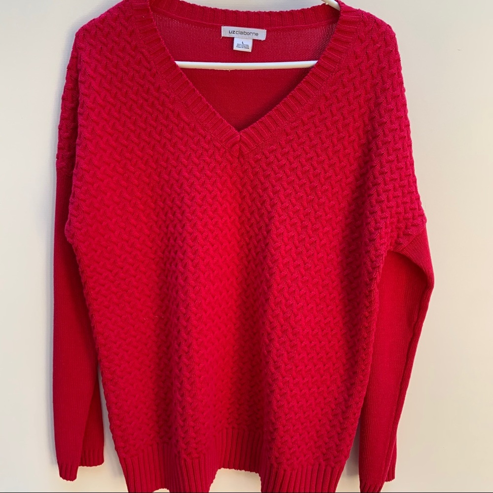 New Liz Claiborne Red Long Sleeve Sweater